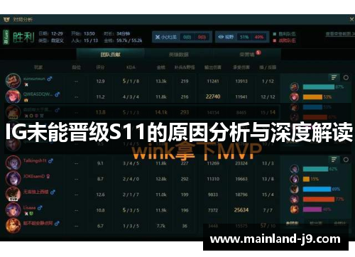 IG未能晋级S11的原因分析与深度解读 IG未能晋级S11的原因分析与深度解读