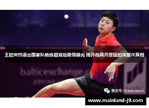 王皓突然退出国家队教练组背后隐情曝光 揭开他离开原因的深层次真相 王皓突然退出国家队教练组背后隐情曝光 揭开他离开原因的深层次真相